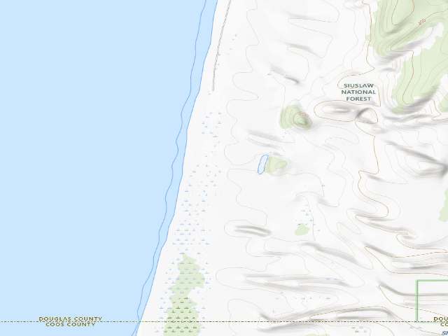 USGS topographic map of Umpqua Sand Camping site 50
