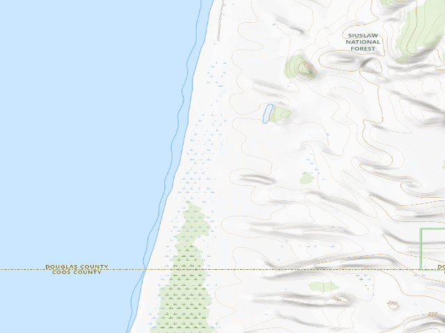 USGS topographic map of Umpqua Sand Camping site 52