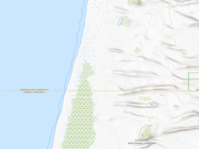 USGS topographic map of Umpqua Sand Camping site 56