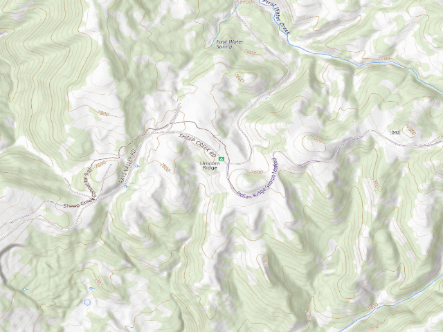 USGS topographic map of Unicorn Ridge Dispersed Campground