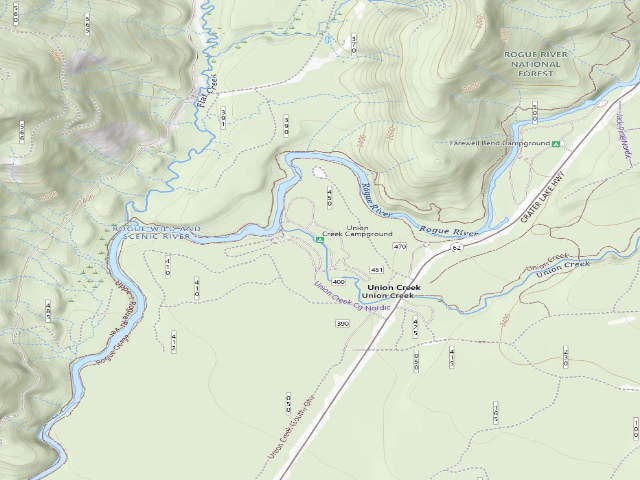 USGS topographic map of Union Creek Campground
