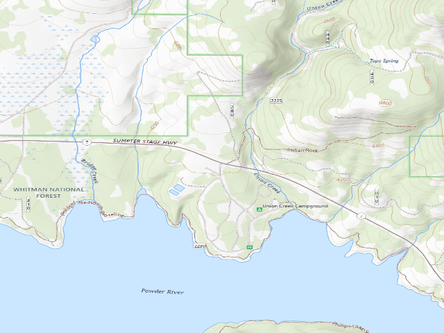 USGS topographic map of Union Creek Campground