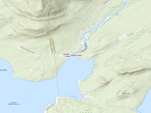 USGS topographic map of Union Falls Campsite (drive-in) (Taylor Pond Wild Forest)