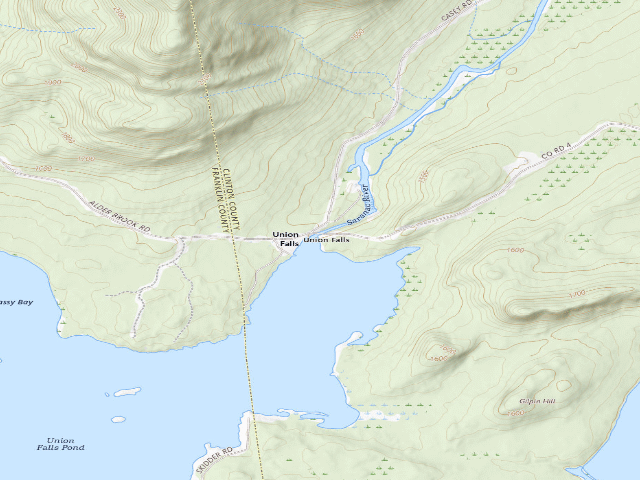 USGS topographic map of Union Falls Campsite (walk-in) (Taylor Pond Wild Forest)