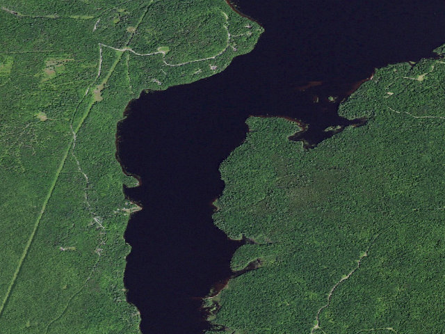 Aerial image of Union Falls Campsite (water-access) [DEC #12442] (Taylor Pond Wild Forest)