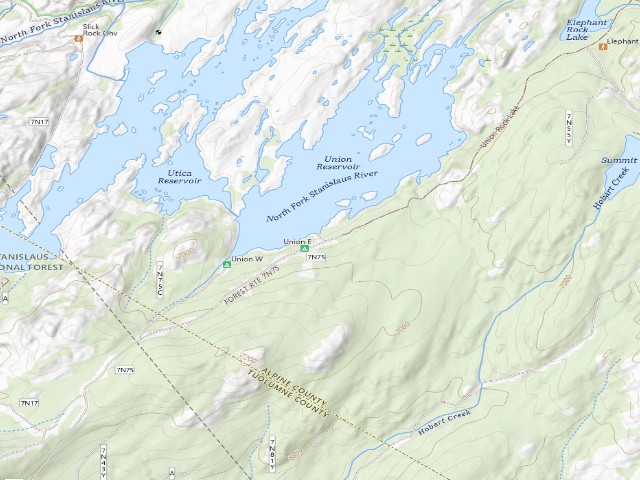 USGS topographic map of Union Reservoir East Campground
