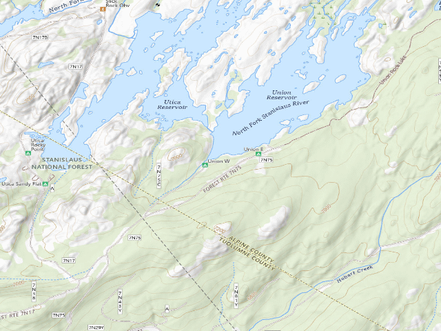 USGS topographic map of Union Reservoir West Campground