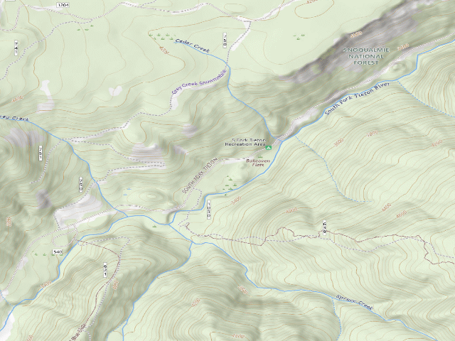 USGS topographic map of Upper Bakeoven Dispersed Camping Area