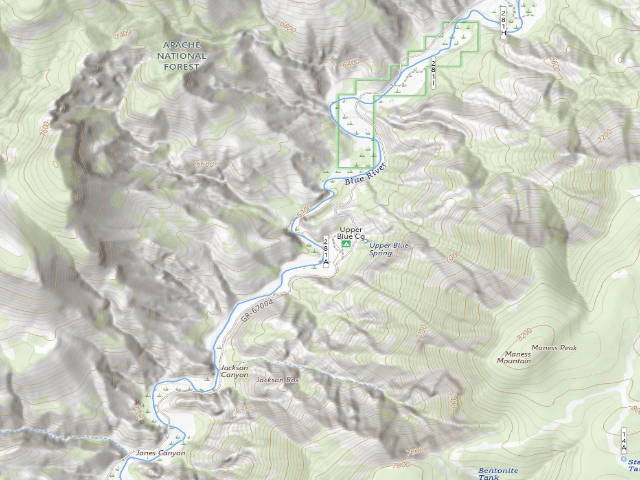 USGS topographic map of Upper Blue Campground