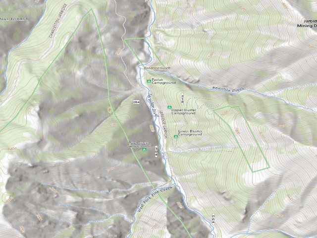 USGS topographic map of Upper Bluster Campground