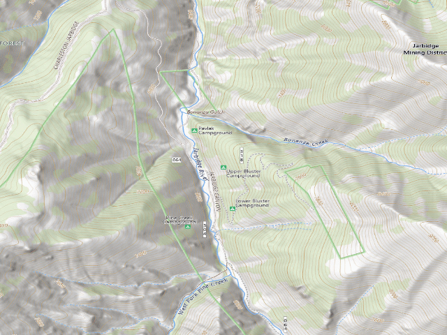 USGS topographic map of Upper Bluster Campground
