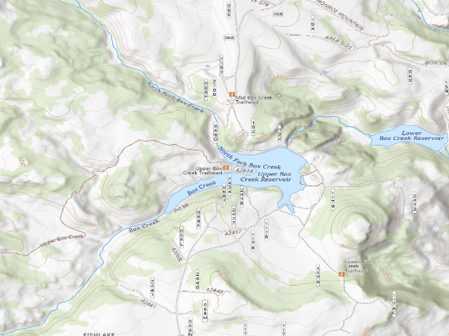 USGS topographic map of Upper Box Creek Trailhead