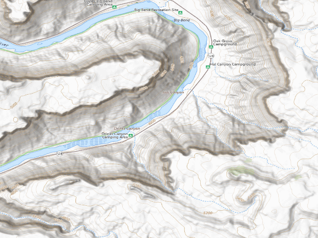 USGS topographic map of Upper Drinks Canyon Campground