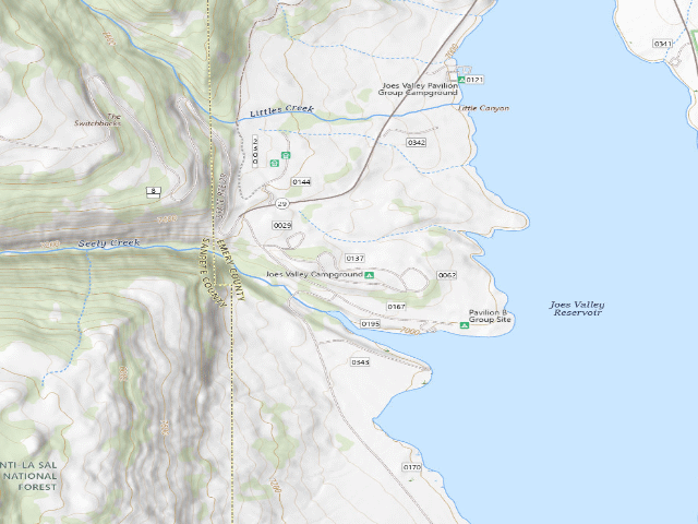 USGS topographic map of Upper Joes Valley Campground