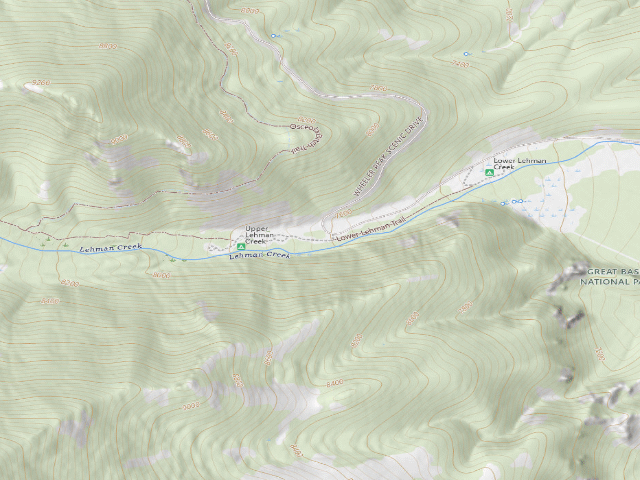 USGS topographic map of Upper Lehman Creek Campground