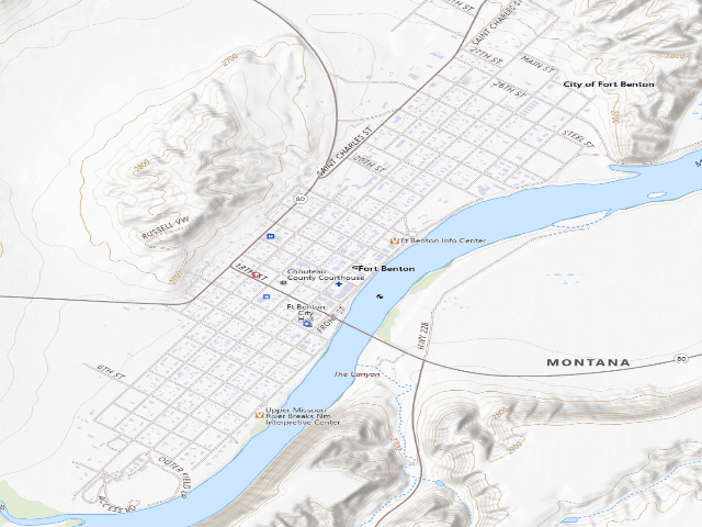 USGS topographic map of Upper Missouri River Breaks National Monument