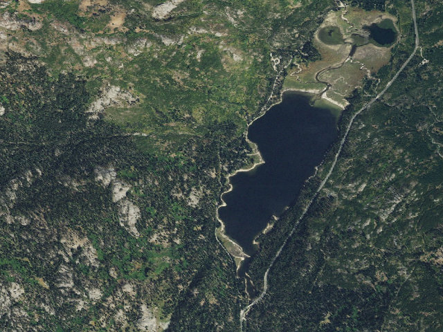 Aerial image of Upper Payette Lake Campground