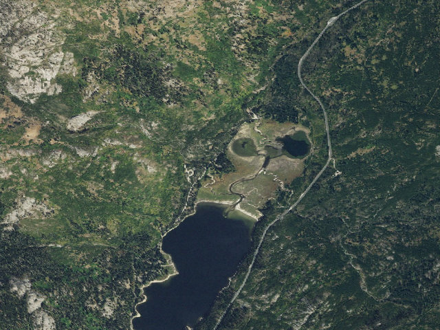 Aerial image of Upper Payette Lake Group Campground