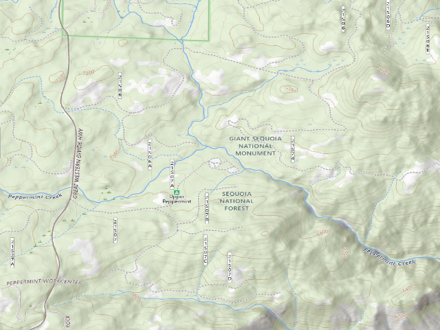 USGS topographic map of Upper Peppermint Dispersed Area