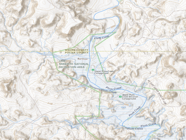 USGS topographic map of Upper Plum Creek Campground