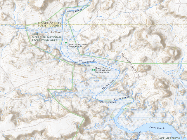 USGS topographic map of Upper Plum Creek Windmill Campground