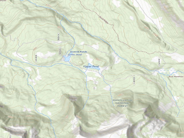 USGS topographic map of Upper Six Mile Ponds Campground