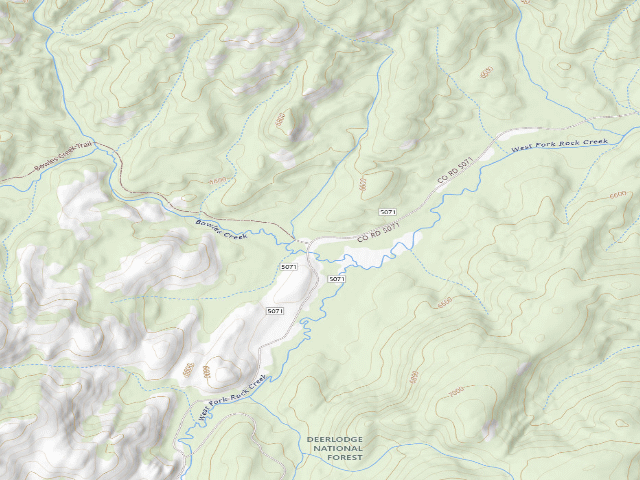 USGS topographic map of Upper W Fk Rock Cr 02