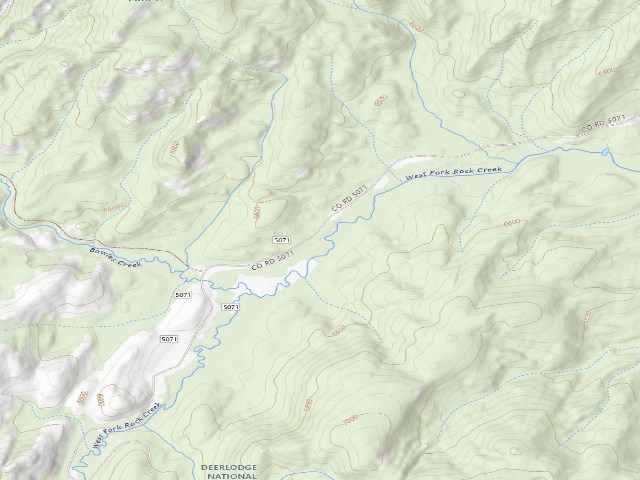 USGS topographic map of Upper W Fk Rock Cr 03