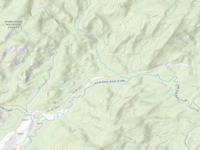 USGS topographic map of Upper W Fk Rock Cr 06