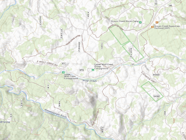 USGS topographic map of Upper Wolf Creek Group Campground