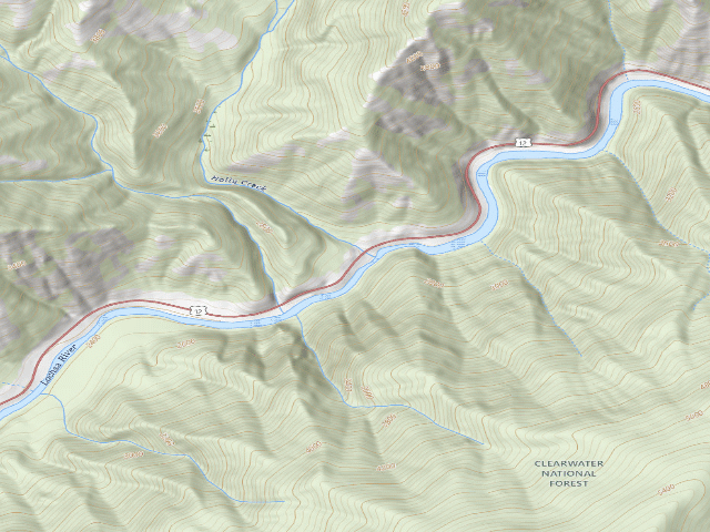 USGS topographic map of Us12-Mm131.3S-001Holly Cr