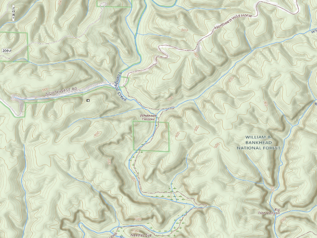 USGS topographic map of USFS dispersed camp #14 — Lawrence County, AL
