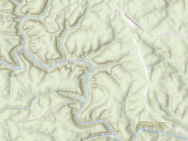 USGS topographic map of USFS dispersed camp #2 — Lawrence County, AL