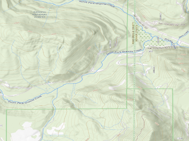 USGS topographic map of USFS dispersed camp #2 — Pend Oreille County, WA
