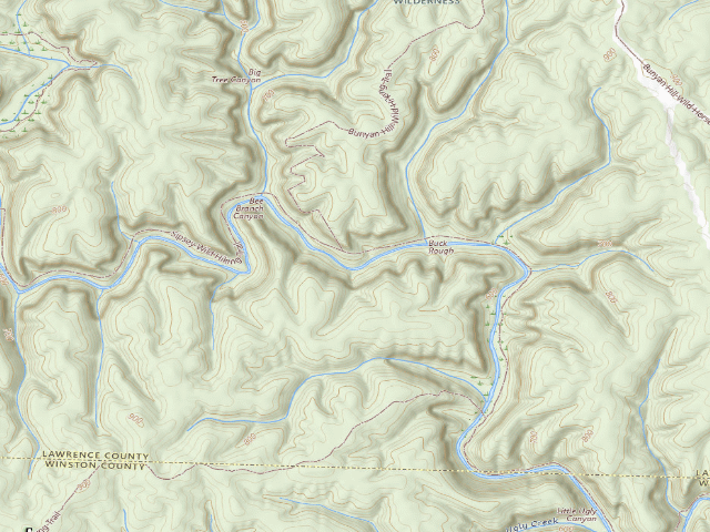 USGS topographic map of USFS dispersed camp #3 — Lawrence County, AL
