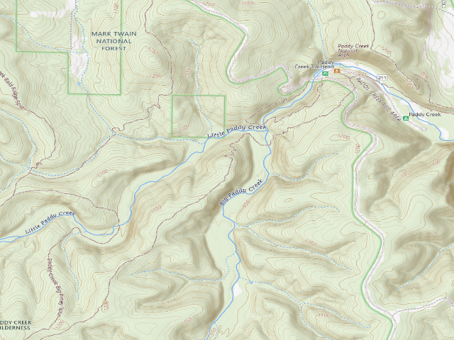 USGS topographic map of USFS dispersed camp #3 — Texas County, MO
