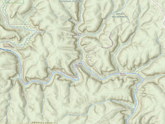 USGS topographic map of USFS dispersed camp #4 — Lawrence County, AL