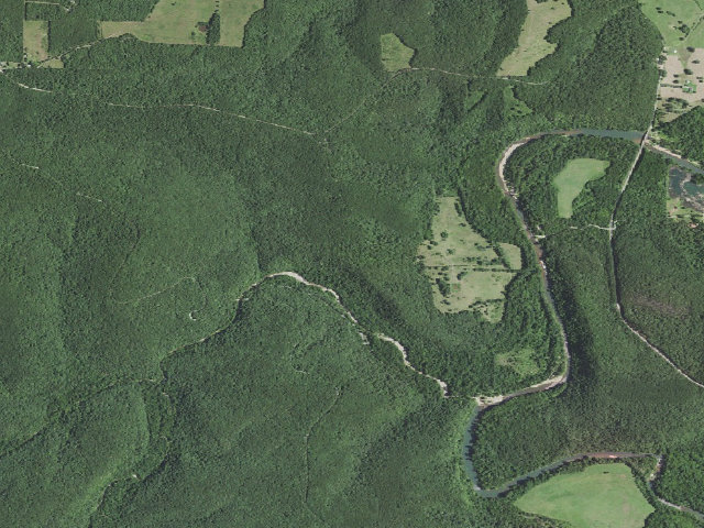 Aerial image of USFS dispersed camp #4 — Texas County, MO
