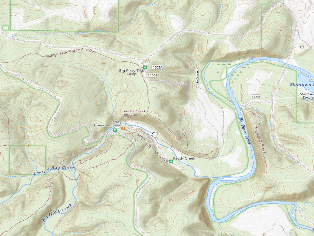 USGS topographic map of USFS dispersed camp #4 — Texas County, MO