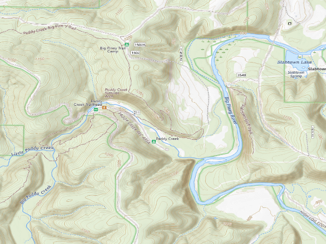 USGS topographic map of USFS dispersed camp #5 — Texas County, MO