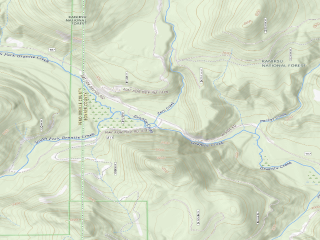 USGS topographic map of USFS dispersed camp #6 — Bonner County, ID