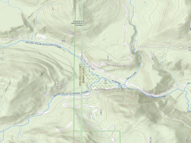 USGS topographic map of USFS dispersed camp #7 — Bonner County, ID