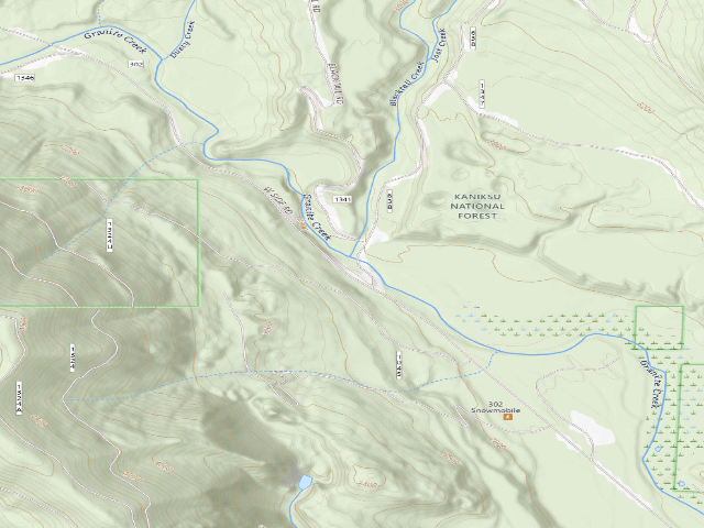 USGS topographic map of USFS dispersed camp #8 — Bonner County, ID