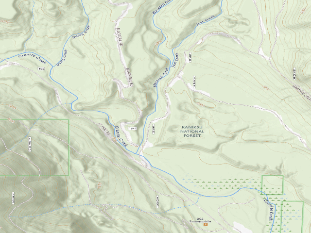 USGS topographic map of USFS dispersed camp #9 — Bonner County, ID