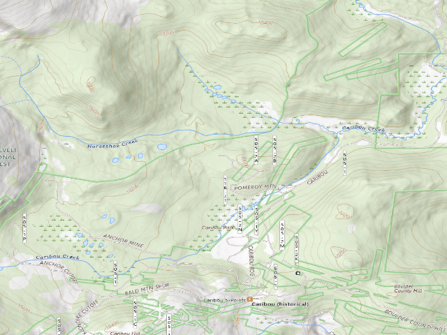USGS topographic map of USFS dispersed camp — Boulder County, CO