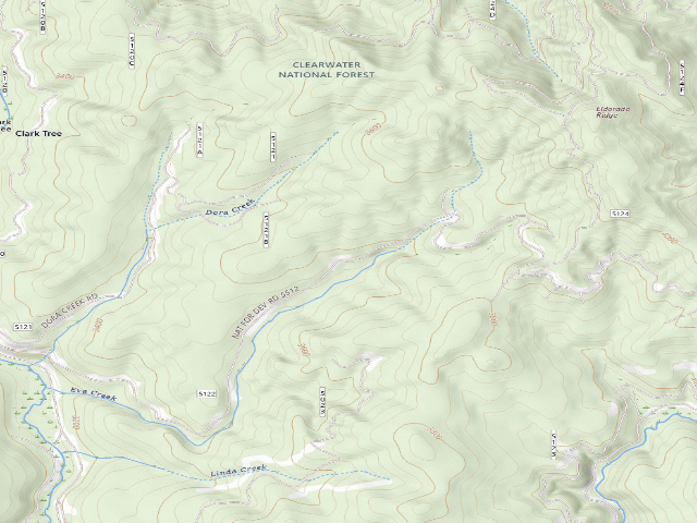 USGS topographic map of USFS dispersed camp — ID #116
