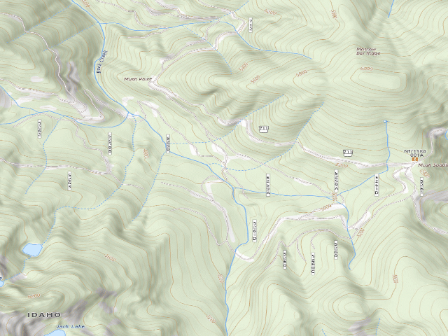 USGS topographic map of USFS dispersed camp — ID #124