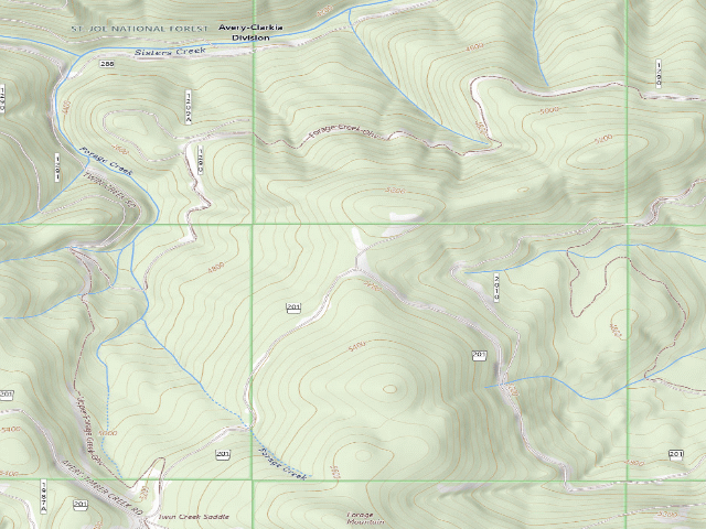 USGS topographic map of USFS dispersed camp — ID #150