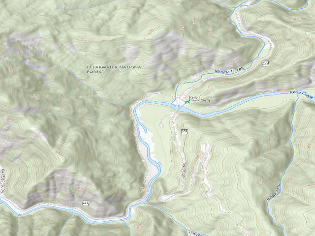 USGS topographic map of USFS dispersed camp — ID #153