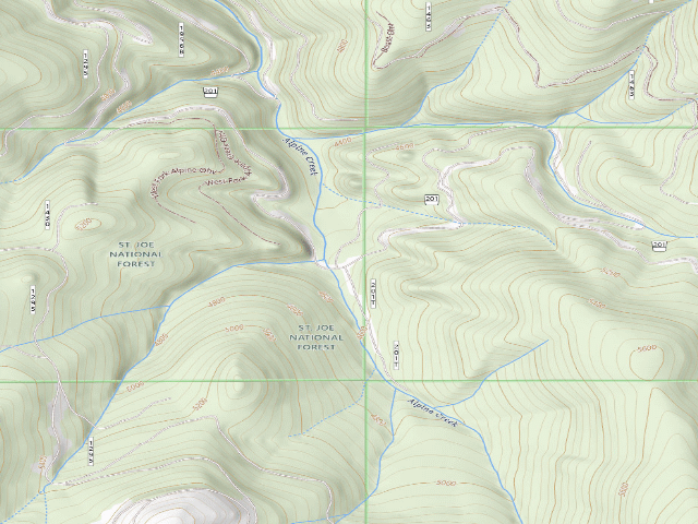 USGS topographic map of USFS dispersed camp — ID #17